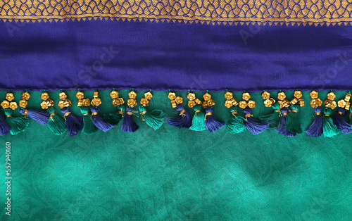 Indian Traditional Silk Saree with pallu knots	
 photo