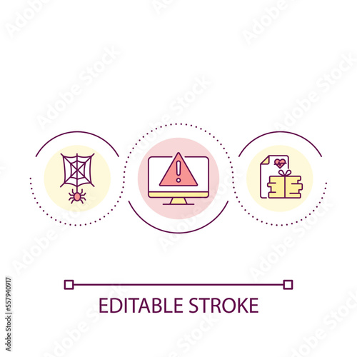 Outdated medical reports loop concept icon. Computer system error. Obsolete patient database abstract idea thin line illustration. Isolated outline drawing. Editable stroke. Arial font used