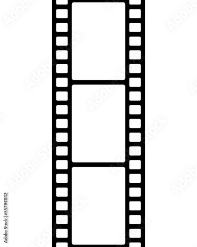 Film frame seamless pattern. Repeated black strip isolated on white background. Element are separated in editable layers. Repeating clipping reel movie. Photo filmstrip tape. Vector illustration