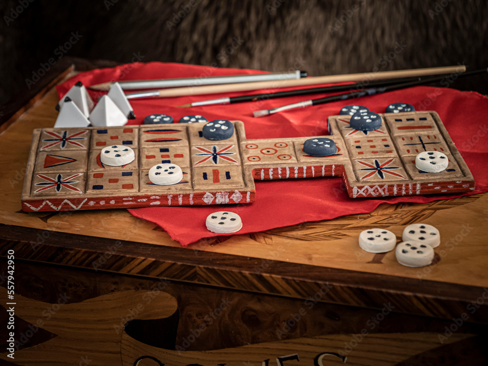 Handcrafted version of the oldest board game in the world The Royal Game of Ur Stock Photo