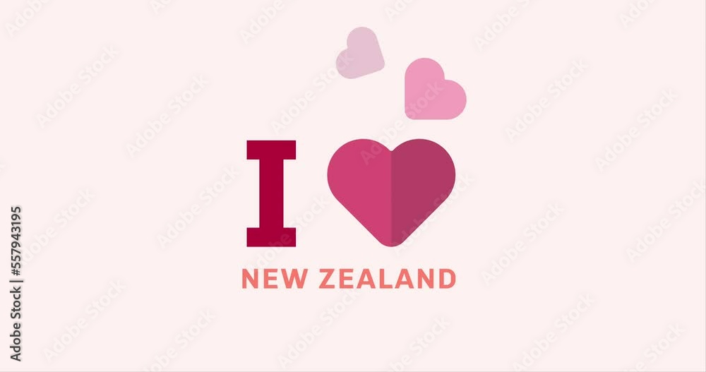 I Love NEW ZEALAND with heart shape modern animation on the background I Love NEW ZEALAND with heart shape modern animation on the background