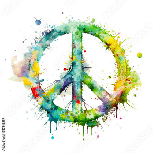 Peace symbol in watercolor splashes
