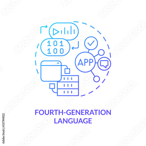 Wallpaper Mural Fourth-generation programming language blue gradient concept icon. Building for specific purpose abstract idea thin line illustration. Evolution. Isolated outline drawing. Myriad Pro-Bold font used Torontodigital.ca
