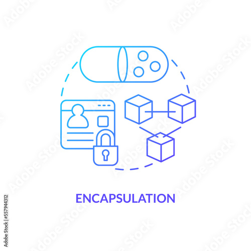 Encapsulation blue gradient concept icon. Object-oriented programming abstract idea thin line illustration. Private state. Combining together. Isolated outline drawing. Myriad Pro-Bold font used