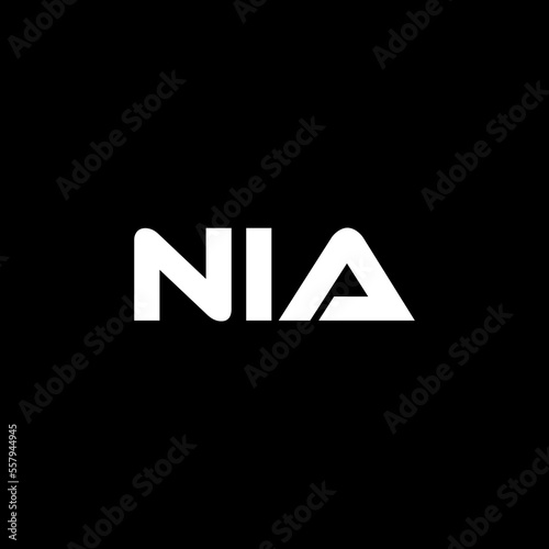 NIA letter logo design with black background in illustrator, vector logo modern alphabet font overlap style. calligraphy designs for logo, Poster, Invitation, etc.