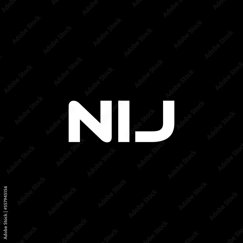 NIJ letter logo design with black background in illustrator, vector logo modern alphabet font overlap style. calligraphy designs for logo, Poster, Invitation, etc.