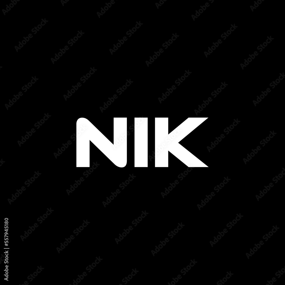 NIK letter logo design with black background in illustrator, vector logo modern alphabet font overlap style. calligraphy designs for logo, Poster, Invitation, etc. - obrazy, fototapety, plakaty 