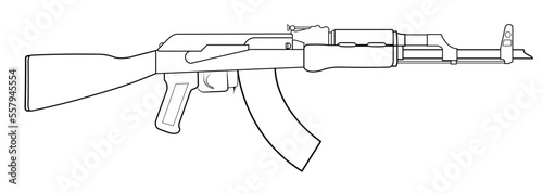 Vector illustration of AK47 soviet assault carbine with stock. Simple version.