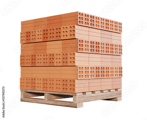 Pilha de tijolos sobre pallet de madeira photo