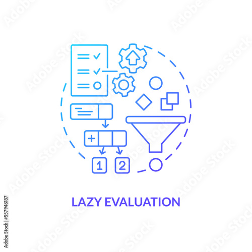 Lazy evaluation blue gradient concept icon. Functional programming benefit abstract idea thin line illustration. Call-by-need. Algorithms. Isolated outline drawing. Myriad Pro-Bold font used