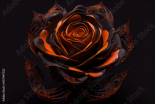 abstract rose on black. sketch art for artist creativity and inspiration. generative AI