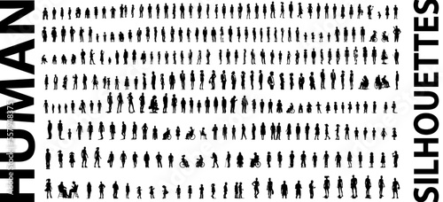 human silhouettes, diversity, sport, music, vector, shadow, concept, silhouette set photo