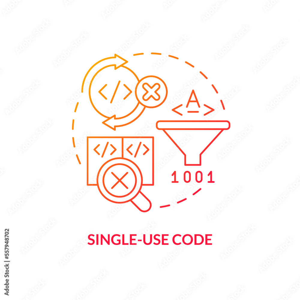 Single-use code red gradient concept icon. Procedural programming ...