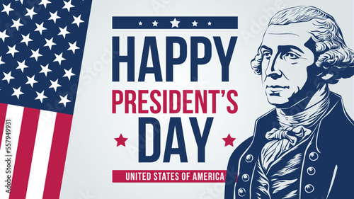 Presidents day background. Banner on top of American flag. Vector illustration.