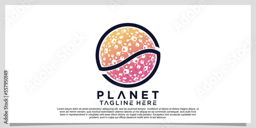 Creative planet logo design with unique concept Premium Vector Part 1
