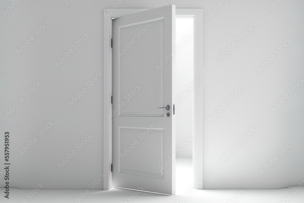 lone door on a white background. Generative AI lone door on a white background. Generative AI