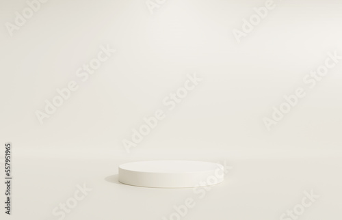 3D display podium, beige background with pedestal. Beauty, cosmetic product presentation stand. Luxury feminine mockup 3d render advertisement