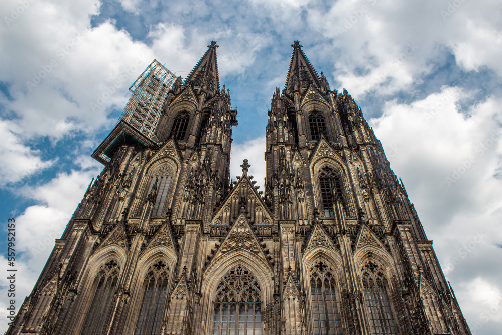 View of Cologne Cathedral, monument of German Catholicism and Gothic architecture in Cologne, Germany.