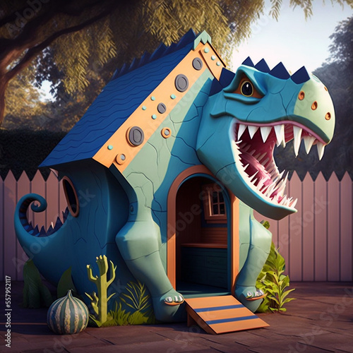 Concept art for a child's dinosaur-themed playhouse