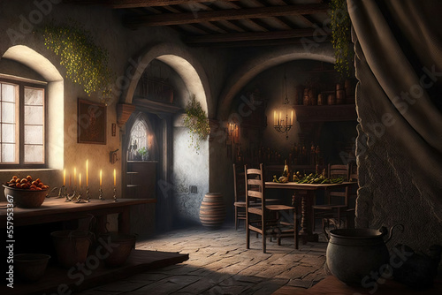 Medieval tavern interior  concept art
