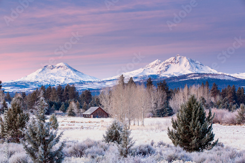 snow covered mountains in winter
