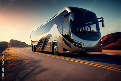 Foto Touristic passenger bus on highway
