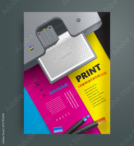 Print cmyk polygraphy theme Flyer Cover design template vector