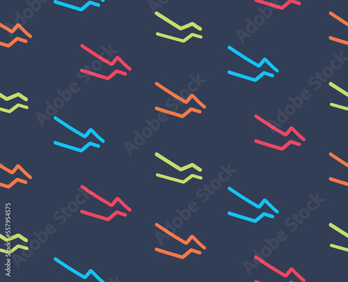 Colorful vector seamless pattern with lightning. Flat design.