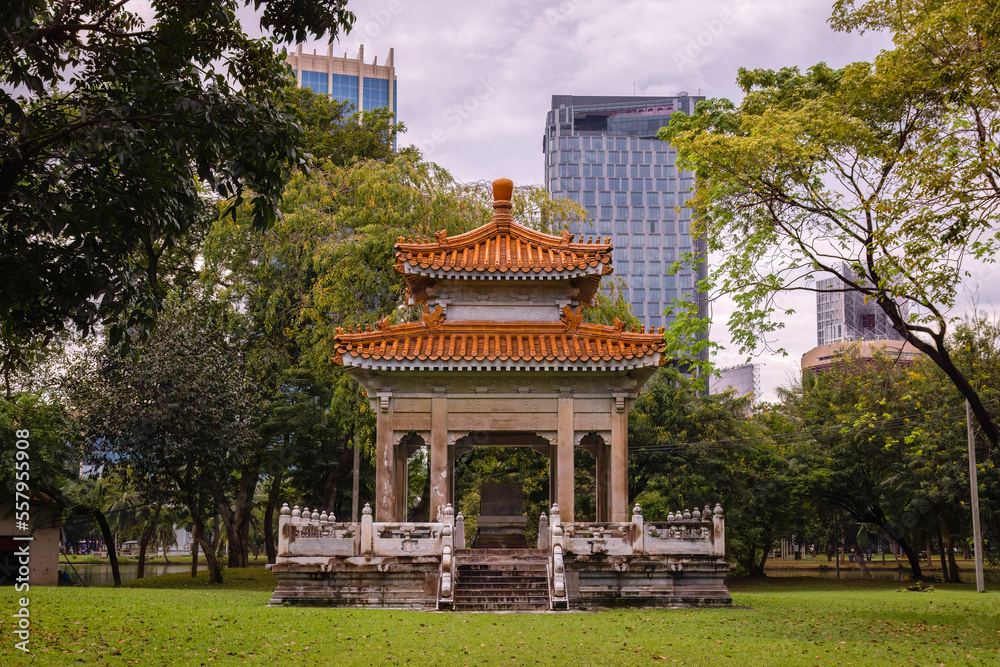 Asian style pavilion in Lumpini park. Bangkok, Thailand. Asian style pavilion in Lumpini park. Bangkok, Thailand.