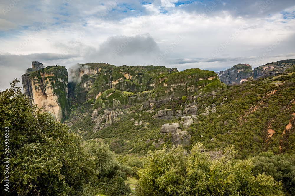 Moody panoramic view from Meteora, Greece Moody panoramic view from Meteora, Greece