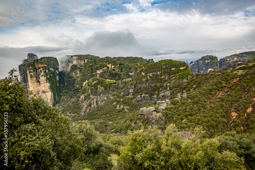 Moody panoramic view from Meteora, Greece