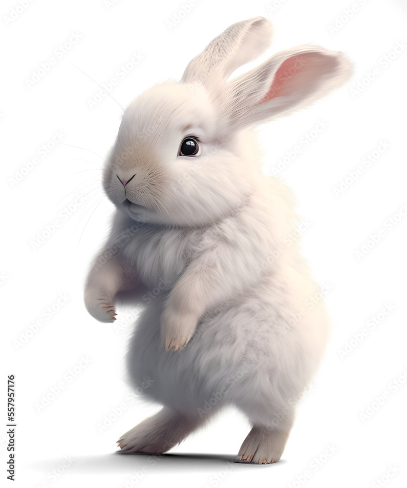 Obraz premium Cute rabbit jumping, 3D illustration on isolated background 