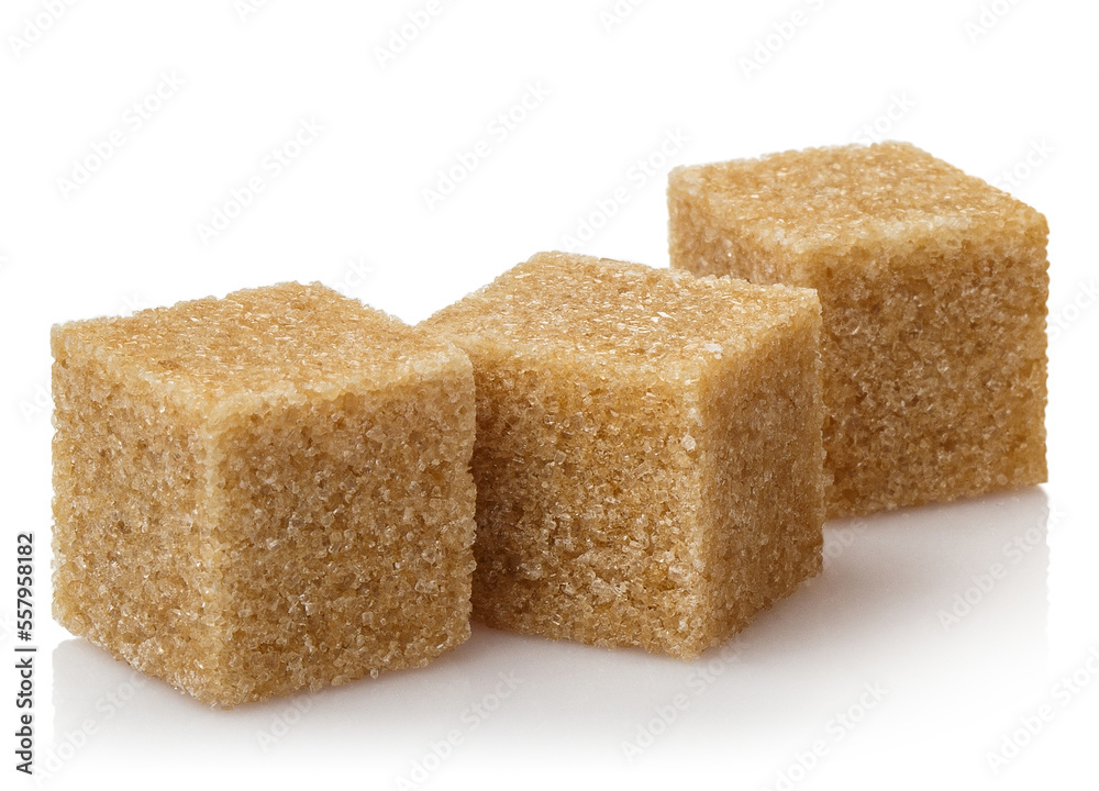 Brown sugar cubes, isolated on white background Brown sugar cubes, isolated on white background