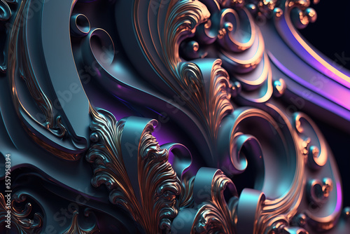 3D render abstract geometric background  holographic creative shapes. Ai generated