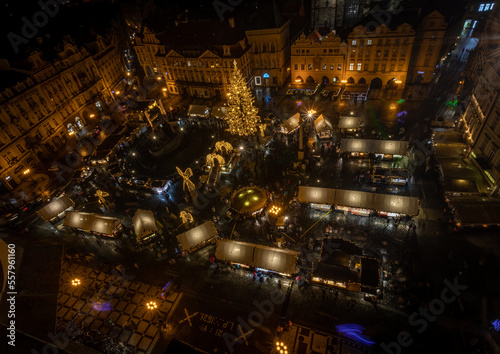 Fototapeta Naklejka Na Ścianę i Meble -  Christmas Market on the Old Town Square in Prague, Czechia