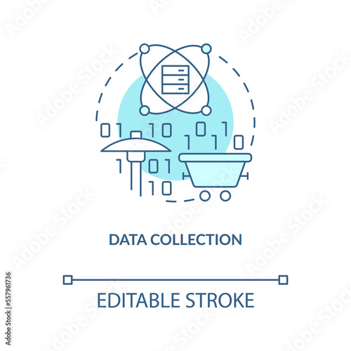 Data collection turquoise concept icon. Digital technology. Information processing abstract idea thin line illustration. Isolated outline drawing. Editable stroke. Arial, Myriad Pro-Bold fonts used