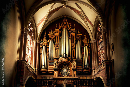 Pipe Organ in Cathedral - Generative AI