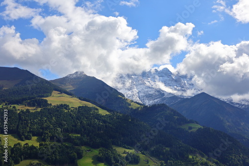 View on the Aoste Valley which is a mountainous autonomous region in northwestern Italy