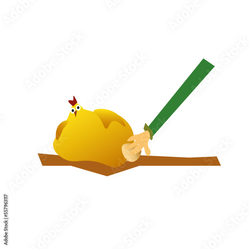 chiken and egg , the hand takes the egg