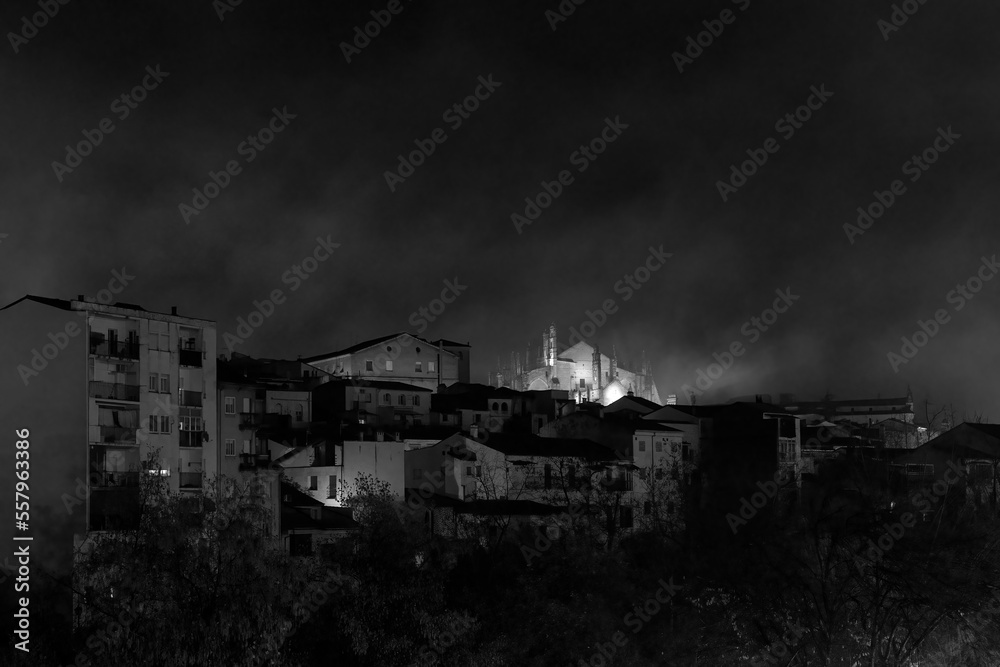 Night landscape in the city of Plasencia. Spain.