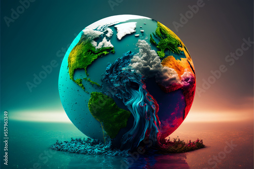 Burning earth with fire concept of global warming climate change  Generative AI