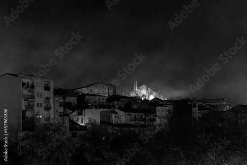 Night landscape in the city of Plasencia. Spain.