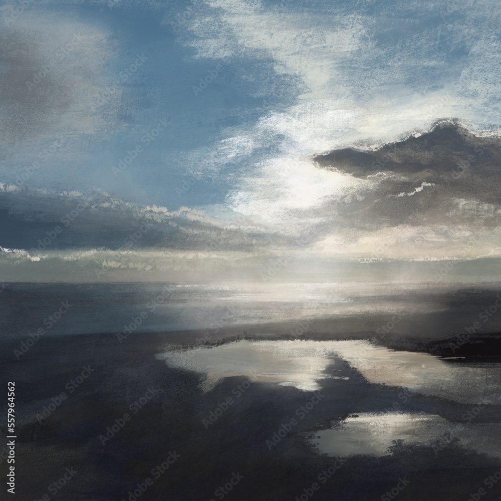 realistic seascape with sea and clouds realistic seascape with sea and clouds