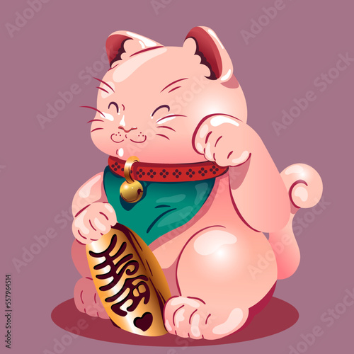 cute maneki neko vector illustration