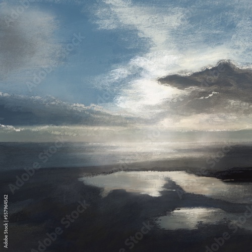 realistic seascape with sea and clouds