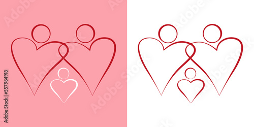 Vector logo two hearts, Couple in love forever together.
Couple hearts love forever together. Romantic symbols. Valentine day symbol. Vector illustration. Love couple icon. 