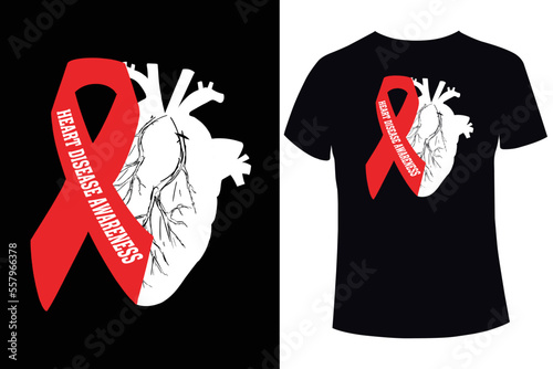 Heart disease awareness t-shirt design template