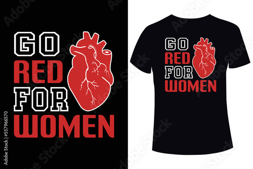 Go red for women, Heart disease awareness t-shirt design template
