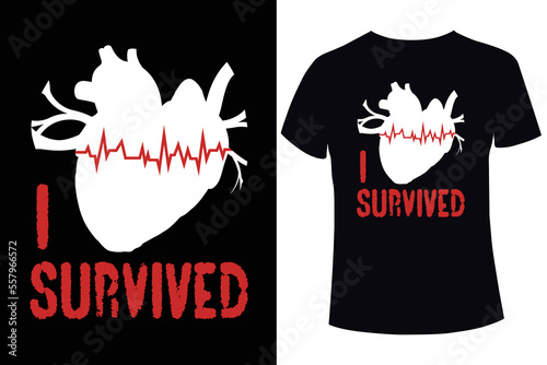 I survived, Heart disease awareness t-shirt design template