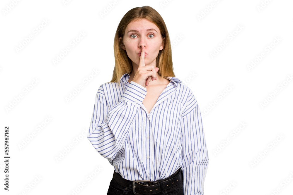 Young caucasian woman isolated keeping a secret or asking for silence. Young caucasian woman isolated keeping a secret or asking for silence.
